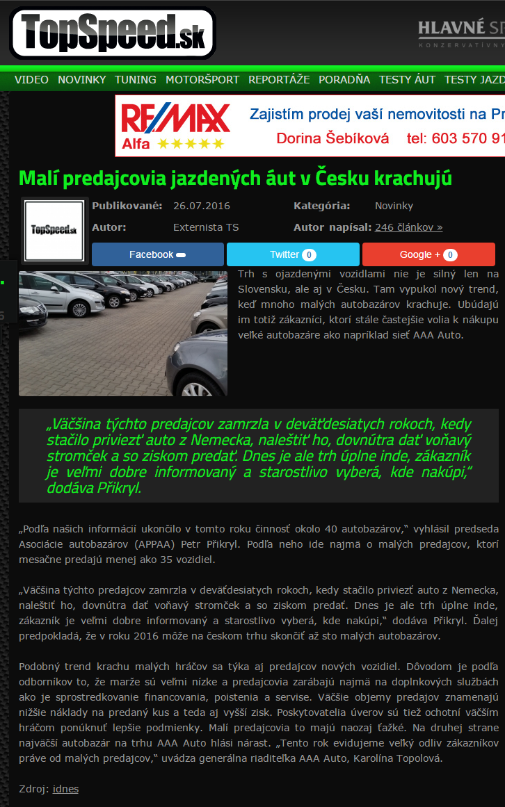 topspeed - malí predajcovia
