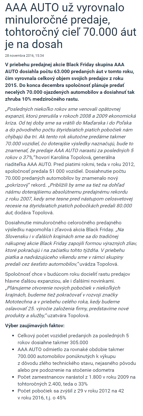 20161126_ AAA AUTO už vyrovnalo minuloročné predaje_motofocus.sk