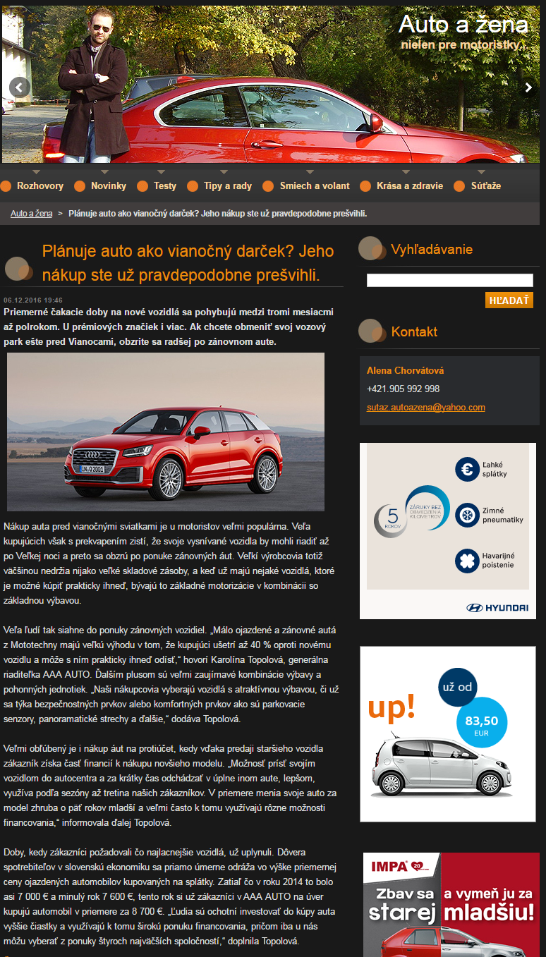 20161206_ Plánuje auto ako vianočný darček_www.autoazena.sk