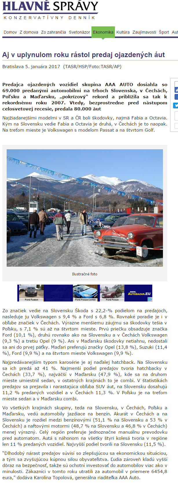 Aj v uplynulom roku rástol predaj oja_.hlavnespravy 20170105