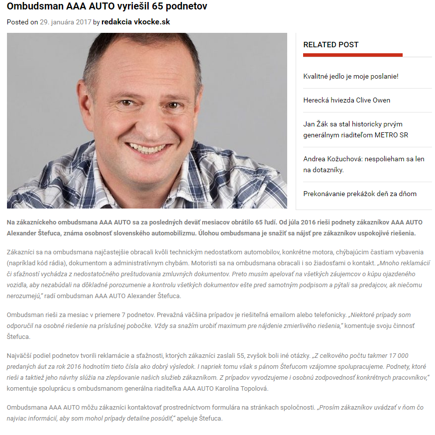 Ombudsman AAA AUTO vyriešil 65 podnet_ vkocke.sk_20170129