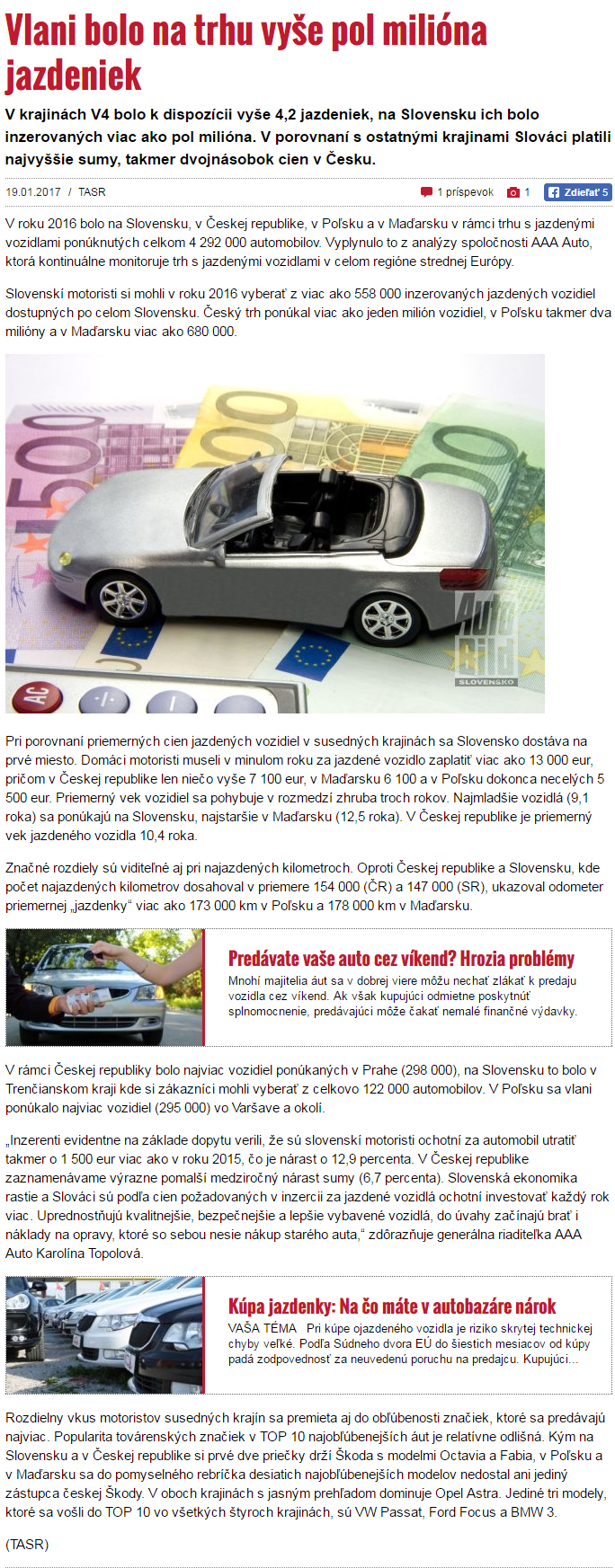 Vlani bolo na trhu vyše pol milióna autobild.cas.sk 20170119